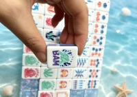 Nouvel ensemble de Mahjong américain en acrylique transparent bleu, style marin, 4 couches, portable et durable