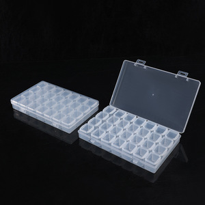 Caja de almacenamiento de joyas transparente con 28 compartimentos, tapa y compartimentos para organizar piezas de abalorios para decoración de uñas, tamaño de 2,5 cm - Product Image 5