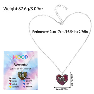 Collana con Ciondolo a Cuore che Cambia Colore in Base alla Temperatura, 12 Segni Zodiacali, Gioielli in Argento per Donne, Regalo Personalizzato con Logo - Product Image 3