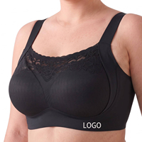 Sujetador sin costuras SHANGBINI con encaje negro, talla grande, malla transpirable en toda la prenda, copas sin aros, cobertura total, bralette