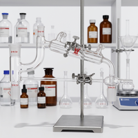 Aparato de Destilación a Presión Reducida para Laboratorio CS Labglass, Cabeza de Destilación Claisen Integrada de Vidrio Borosilicato al Vacío