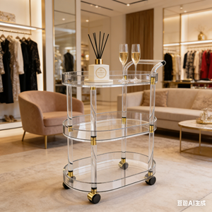 Carrito de servicio acrílico transparente personalizado, carrito de lujo para casa, Hotel, restaurante, acrílico y Lucite - Product Image 2
