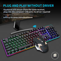 Combos Clavier et Souris Gaming Mécaniques Rechargeables USB Sans Fil RVB 104 Touches pour Ordinateur