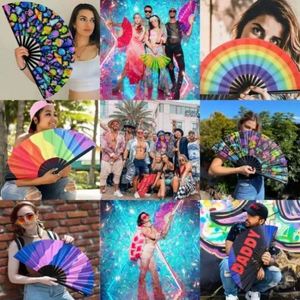 Abanico de Mano Plegable de Bambú Personalizado al por Mayor, Abanico Grande de 13 Pulgadas para Uso en Discotecas - Product Image 3