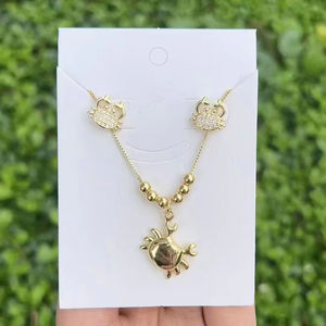 18K 금도금 바다 해변 동물의 매력 목걸이 게 귀걸이 불가사리 소라 코코넛 나무 펜던트 어린이 선물 황동 - Product Image 1