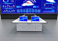 Console de salle de contrôle ergonomique moderne, poste de travail de surveillance modulaire à 5 stations, gestion des câbles (disposition personnalisable), atelier