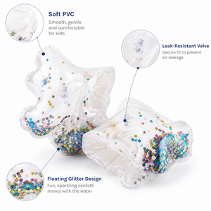 Braccialetti Gonfiabili per Bambini con Glitter, Galleggianti per Braccia, Ali d'Acqua, Ausilio per l'Allenamento al Nuoto in Piscina, per Ragazzi e Ragazze, in PVC Non Tossico - Product Image 3