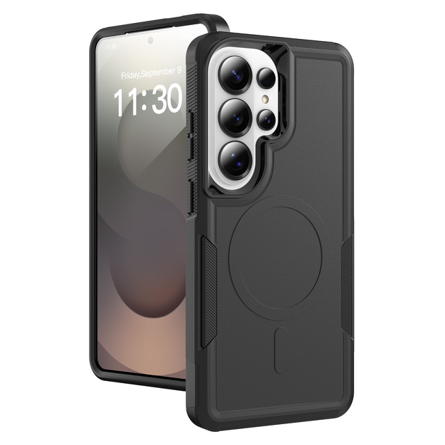 Magnetic Wireless Charging Phone Case for Samsung S26 Ultra S25 S24 Plus Crystal Clear Transparent TPU PC Shockproof Armor Cover