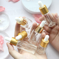 HOPECK Bouteille en verre givré personnalisable pour huiles essentielles/sérums, 5/10/20/30/50 ml, avec pipette compte-gouttes à collier doré 20/415