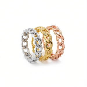 Anillos de Cadena Modernos, Chapados en Oro de 18K, Aleación, Joyería Unisex de Moda, Uso Diario, Regalo para Mujeres y Hombres - Product Image 1