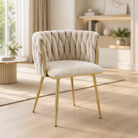 Chaises rondes de salle à manger, siège élégant, moderne, à cadre doré, avec rembourrage en velours, vente en gros,