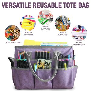 Lớn Craft Organizer <span class=keywords><strong>Tote</strong></span> Bag Túi nghệ thuật với túi bên đàn hồi để giữ cho Markers gọn gàng Craft Bag Organizer <span class=keywords><strong>Tote</strong></span> Caddy Organizer - Product Image 3