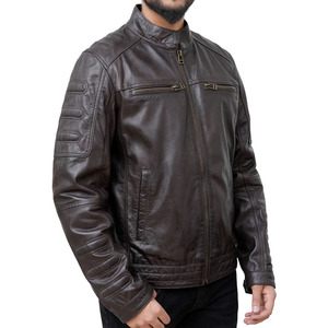 Custom Made Breathable Casual Style Zipper Closure Winter <b>Men</b> <b>Leather</b> <b>Jacket</b> New Arrival Windproof <b>Leather</b> <b>Jacket</b> For Adults - Product Image 4