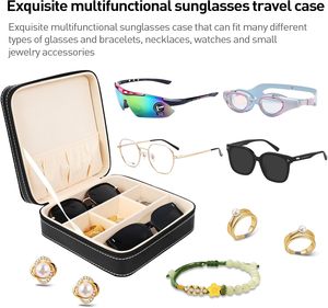 Estuche de Gafas de Cuero PU con Logotipo Personalizado, Caja de Almacenamiento para 3 Gafas, Organizador de Gafas de Sol con Cierre para Viaje - Product Image 2
