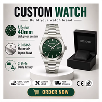 Montre automatique pour homme 40 mm avec logo personnalisé, mouvement mécanique, fabrication OEM, vente en gros, fournisseur de montres à marque privée pour micro-marques