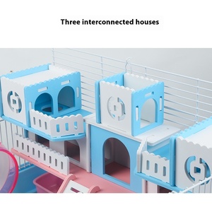 Il legno con motivo solido da 47 pezzi fornisce accessori di base per la modifica della gabbia per il criceto a doppio strato Villa per animali domestici mobili - Product Image 3