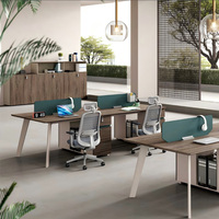 Postes de travail en îlots pour bureaux, bureaux modulaires pour 2, 4 ou 6 personnes, postes de travail informatiques modernes avec séparateur, ensemble table et chaise, mobilier de bureau