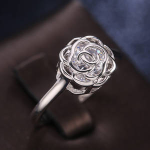 Anelli Romantici in Acciaio Inossidabile con Gemme e Zirconi, Placcatura in Rodio e Oro, Gioielli da Matrimonio Certificati IGI - Product Image 4