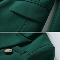 Nouveau design – Blazer pour femme en tissu uni croisé, anti-plis, brodé à la main, vert olive, idéal pour le bureau