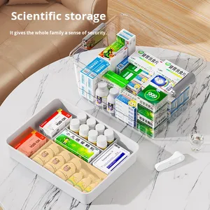 Boîte à médicaments en plastique transparente rectangulaire à grande capacité, multi-couches, portable, pack familial avec stockage étanche à l'humidité - Product Image 4
