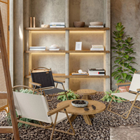 Ensemble de meubles de café de qualité commerciale de luxe décoration complète de boutique hôtel avec revêtement en cuir tables de café chaises