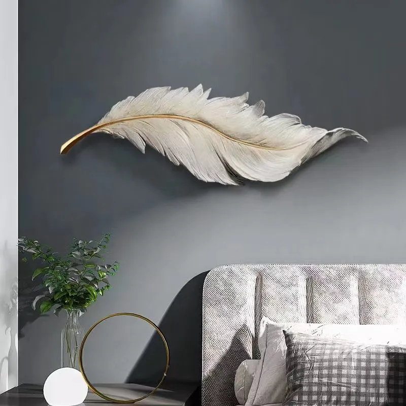 Home Decor Luxury Feather Metal Wall Art for Home Decor Items for Living Room Metal Sculpture Round Metal Wall Art Home Decor