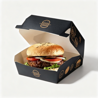 Boîte à hamburger en carton blanc compostable et résistant, impression quadricolore, logo personnalisé, emballage jetable pour hamburger à emporter, vente en gros