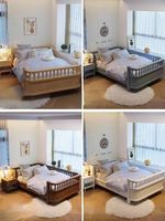Massivholz Kindersofa-Bett für Mädchen Kleine Prinzessin mit Schutzgeländer Erweiterbares Großes Bett Verbreitert