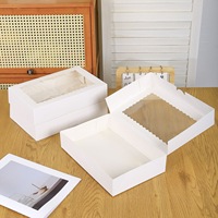 Boîte en papier rectangulaire blanche personnalisée pour bonbons/chocolats/beignets/macarons/biscuits/desserts avec fenêtre transparente