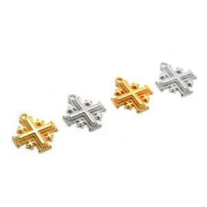 Colgantes de Cruz de Jerusalén en Aleación de Zinc Dorada y Plateada, Accesorios para Joyería DIY, 10 Piezas por Paquete - Product Image 2