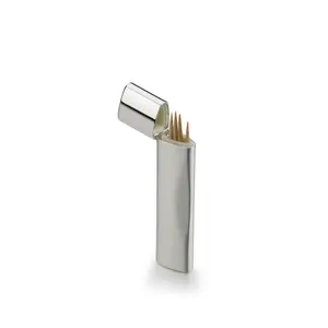 定制可雕刻标志镀银便携式超薄设计合金牙签架口袋牙签盒