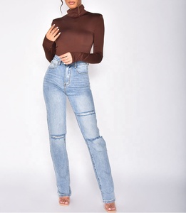 Nuevo estilo azul suelto Vintage moda femenina rasgada <span class=keywords><strong>Jeans</strong></span> para damas Baggy <span class=keywords><strong>Mom</strong></span> <span class=keywords><strong>Jeans</strong></span> pantalones para mujeres - Product Image 4