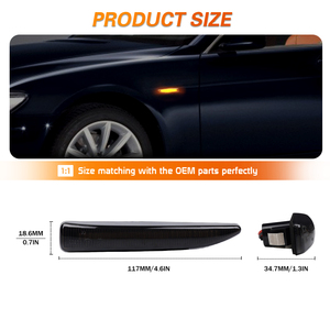 Répétiteur latéral <span class=keywords><strong>dynamique</strong></span> clignotants LED pour <span class=keywords><strong>BMW</strong></span> série 7 E65 E66 E67 2001-2008 2 pièces lentille fumée/claire - Product Image 4