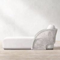 Chaise longue d'extérieur de luxe en forme d'éventail, en corde tressée, avec cadre en aluminium et coussin imperméable, pour villa, hôtel, patio – Fabrication OEM