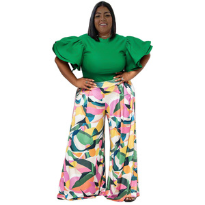 N7794 Printemps 2023 Nouvelle Collection Européenne et Américaine Vêtements pour Femmes Haut à Col Rond Imprimé avec <span class=keywords><strong>Pantalon</strong></span> Long - Product Image 4