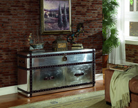 Table d'appoint console de luxe en aluminium industriel et bois de bouleau pour chambre d'école, salle à manger, salon, hôtel et villa