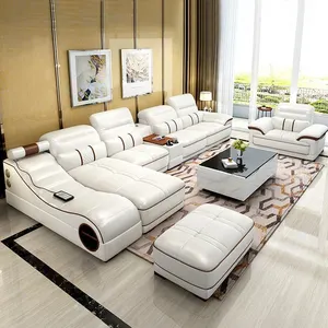 现代按摩 + 音乐功能皮革沙发套设计现代客厅家具沙发客厅设置