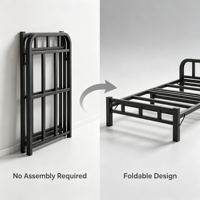 Cadre de lit simple pliable robuste en métal, portable et peu encombrant, pour chambre à coucher, maison, hôtel