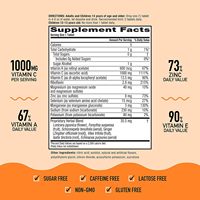 Tablet Efervecent Vitamin C Zinc 1000mg Bebas Gula, Meningkatkan Imunitas, Rasa Jeruk Segar, 30 Tablet, Untuk Dewasa, Remaja, Bayi