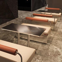 Banquette avec table intégrée pour café, ensemble de mobilier commercial pour restaurant, bistro, cafétéria