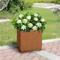 Jardinière extérieure en métal durable avec décoration de jardin de forme carrée au design moderne de style rustique pour la plantation