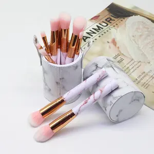 Cosmetische Tool Ooggezicht Prijs En Kwaliteit 10 Stuks Marmeren Make-Up Borstels Set Met Draagtas