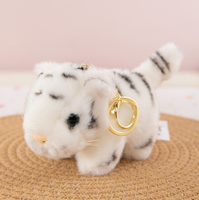 Petit porte-clés tigre en peluche de petite taille Animal réaliste mignon tigre blanc en peluche sac à dos pendentif