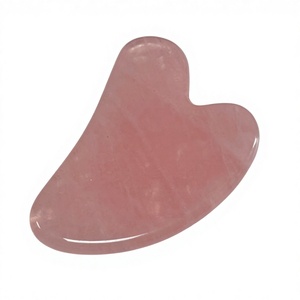 Rose Quartz Guasha Board Heart Shape Facial <b>Massage</b> Stone Natural Crystal <b>Tool</b> - Product Image 3