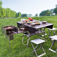 Support extérieur multifonctionnel pliable, Table de pique-nique, Camping, perruque de cuisine, pièces en acier inoxydable
