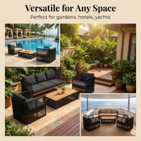 Ensemble de canapé pivotant moderne en aluminium pour l'extérieur, 4 pièces, avec table basse, en noir, durable et résistant à la rouille, pour 4 personnes