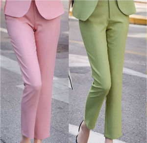 Completo da Donna <span class=keywords><strong>Verde</strong></span> per Ufficio, Classico con Doppiopetto e Pantaloni a Tre Quarti, Set Formale in Due Pezzi - Product Image 5
