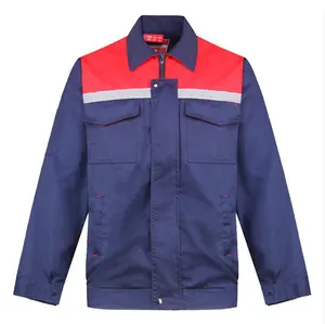 Cotton Twill navy red Two tones Safety Uniform jacket Mechanic Workwear from China manufacturer for sale