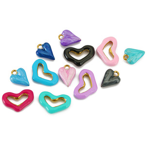Dijes de Corazón de Acero Inoxidable, Chapados en Oro de 18K, con Preservación del Color al Vacío, Accesorios para Joyería DIY, Unisex - Product Image 4