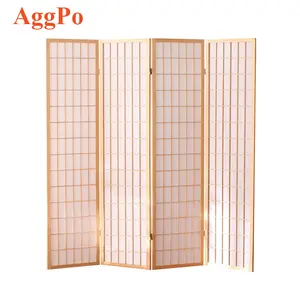 1PC Pine Wood Room Divider Privacy Screen,4 Panel Transitional Indoor Screen,Natural Material Oriental Legacy Decor Folding Door